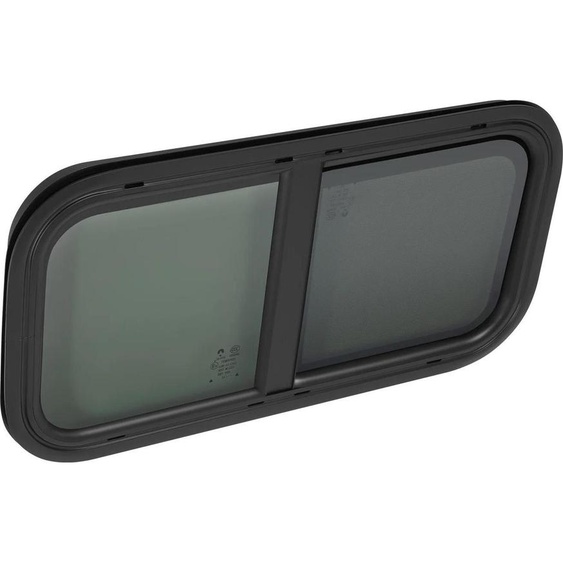 Fenêtre de caravane/camping-car - Fenêtre coulissante horizontale - 70 x 40 cm - Verre trempé - Cadre en aluminium - Peinture en poudre - Coins arrondis - Store intégré - Noir