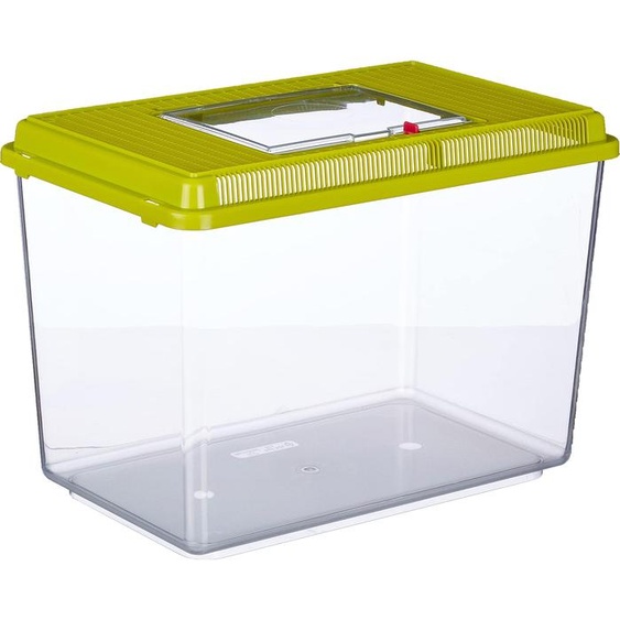 Ferplast Aquarium en plastique pour poissons GEO Maxi Tank 21 L Récipient pour petits animaux Aquarium Terrarium Insectes Tortues, plastique robuste, grille daération, 41,3 x 26 x h 29,8 cm vert