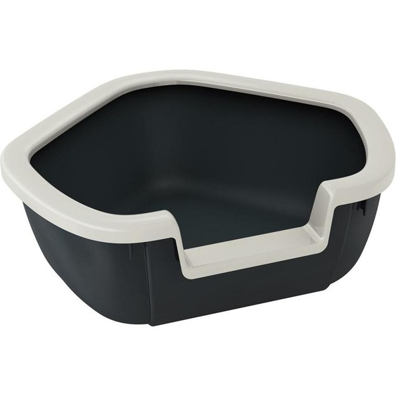 Ferplast Bac à litière dangle pour chats Bac à litière dangle ouvert DAMA, plastique résistant, cadre amovible, 57,5 x 51,5 x H 22 cm noir