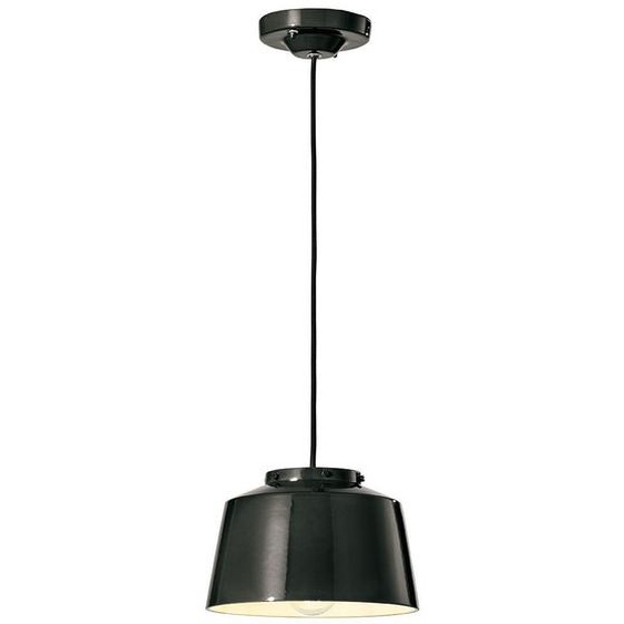 Ferroluce 50s Lampe à suspendre noire ronde