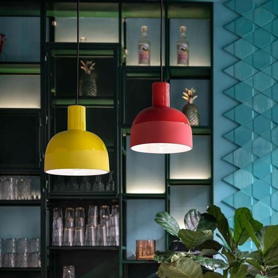 Ferroluce Caxixi Lampe à suspendre Ø 22,5cm Rouge Rond