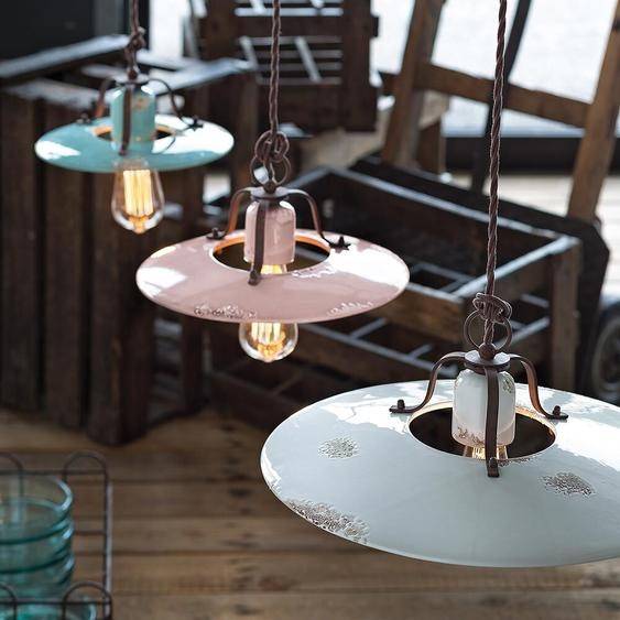 Ferroluce Country Lampe à suspendre en céramique Ø 30cm jaune ronde