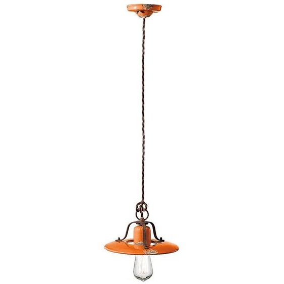 Ferroluce Country Lampe à suspendre Ø 25cm Orange Rond