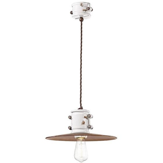 Ferroluce Urban Lampe à suspendre en céramique 40cm blanche ronde