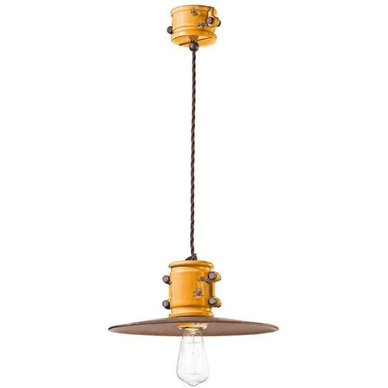 Ferroluce Urban Lampe à suspendre en céramique 40cm jaune ronde