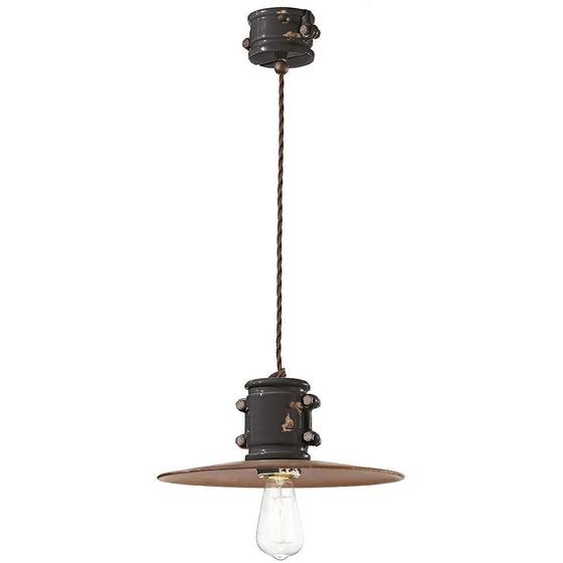 Ferroluce Urban Lampe à suspendre en céramique 40cm noire ronde