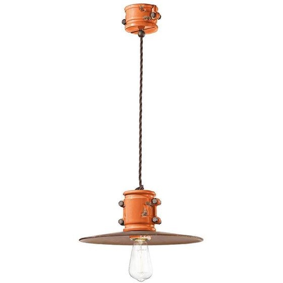 Ferroluce Urban Lampe à suspendre en céramique 40cm Orange Rond