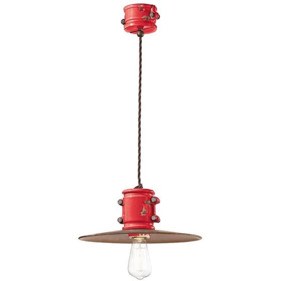 Ferroluce Urban Lampe à suspendre en céramique 40cm Rouge Rond