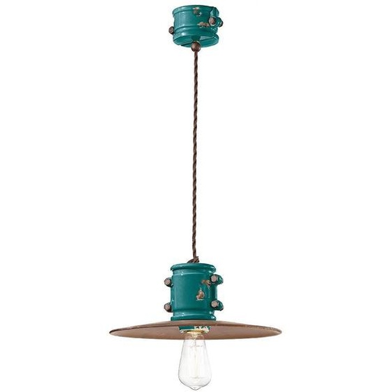 Ferroluce Urban Lampe à suspendre en céramique 40cm Vert Rond