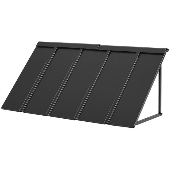 Feste marquise en métal, 142,2 x 60 cm, auvent pour porte, en acier, de couleur noire