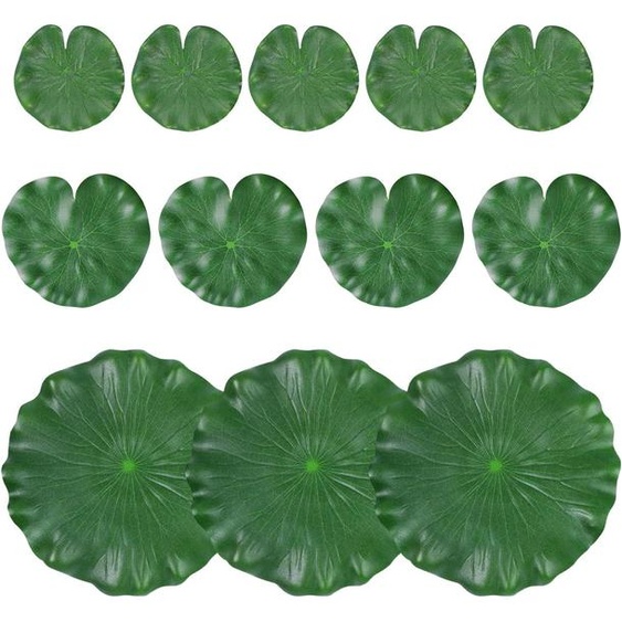 Feuilles de lotus en plastique, 12 pièces, flottantes, de couleur verte, pour bassin et aquarium