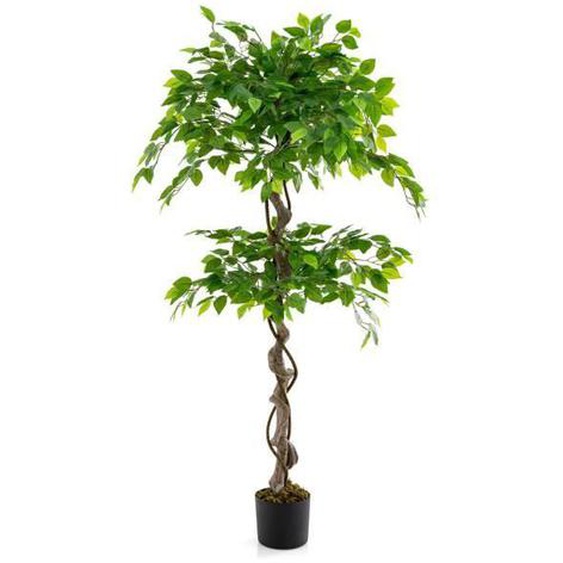 Ficus Artificiel - COSTWAY - 150CM - 882 Feuilles - Tronc Réaliste - Mousse Séchée