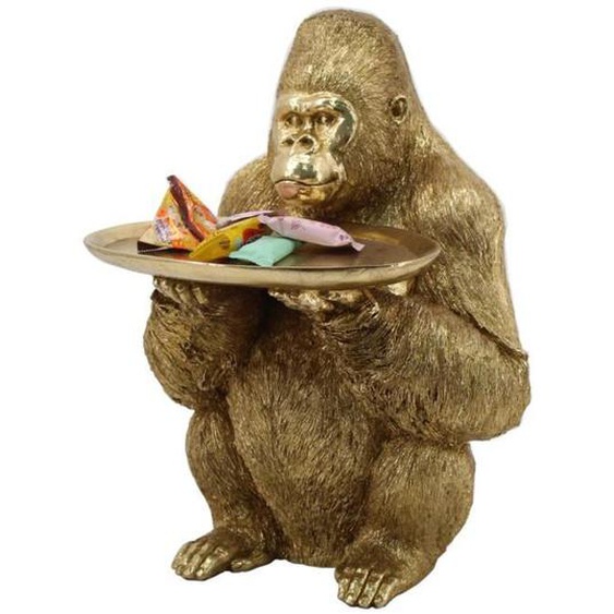 Figure décorative - BY SIGRIS - Gorilla - Résine dorée - 44x31x34 cm - Design contemporain