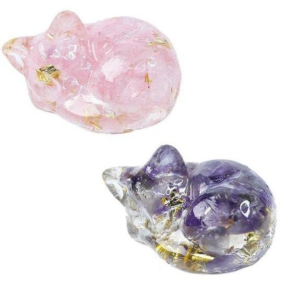 Figurine de chat en cristal, rose et violet, décoration pour les amoureux des chats