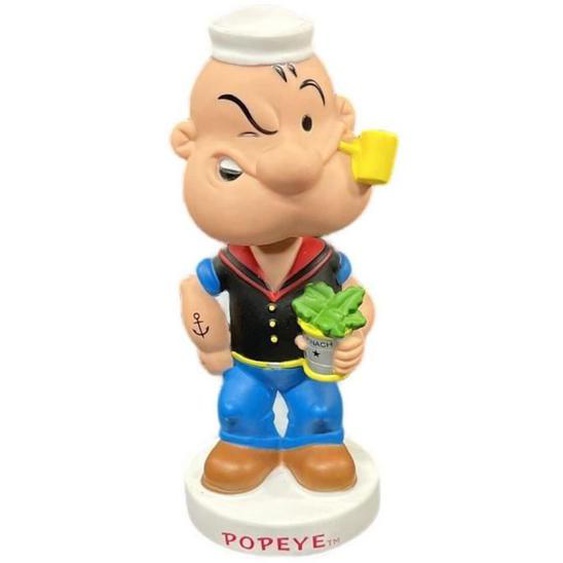 Figurine Popeye en plastique dur avec boîte dépinard dans la main - USA Statuette Bobble