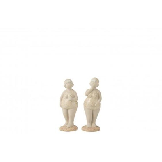 Figurines - J-LINE - Set de 2 Baigneuses en céramique - Beige - 11x4.5x14.5 cm - Décoratives