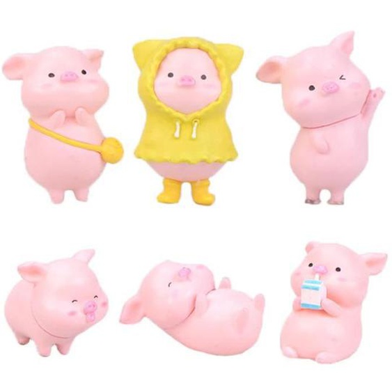 Figurines miniatures ensemble de statues danimaux conte de fées jardin cochon ornement plante Pot Micro paysage décoration 6