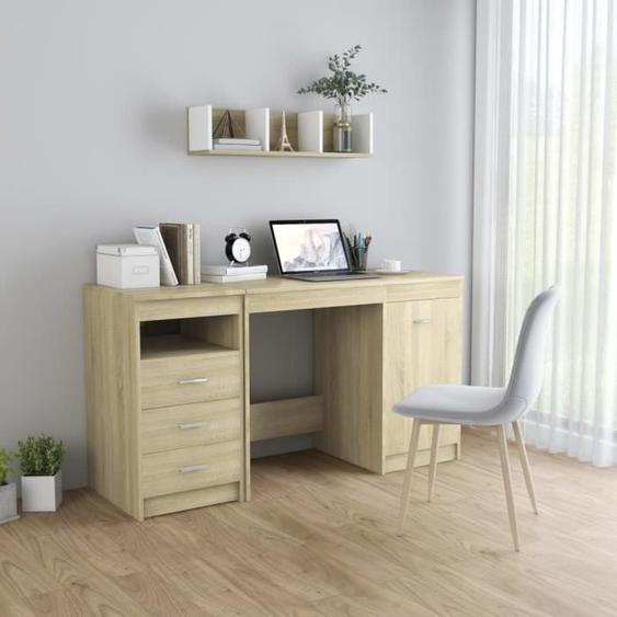 FIHERO Bureau Chêne sonoma 140x50x76 cm Aggloméré