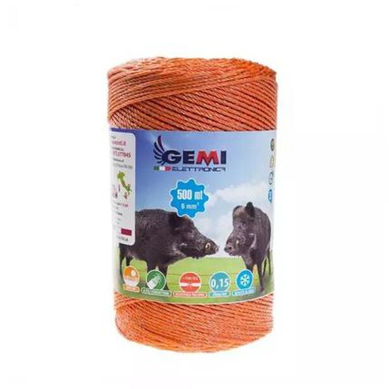 Fil de clôture électrique Clôture Électrifiée 500 mt 6 Mm² Pour Animaux Chevaux Chiens Sangliers Vaches Porcs Poules Gemi Elettronica