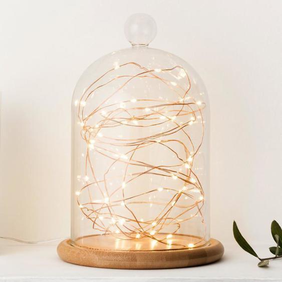 Fil de cuivre Micro Guirlande lumineuse de 50 LED Blanc Chaud Piles avec Minuterie Parent,2 Stk