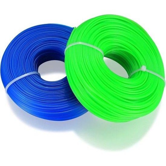 Fil de guidage en nylon double de 1,6 mm - Fil de rechange pour tondeuse à gazon - Fil pour tondeuse à gazon - 200 m de nylon - pour tondeuse à gazon, pelouse, herbe, mauvaises herbes - bleu, vert