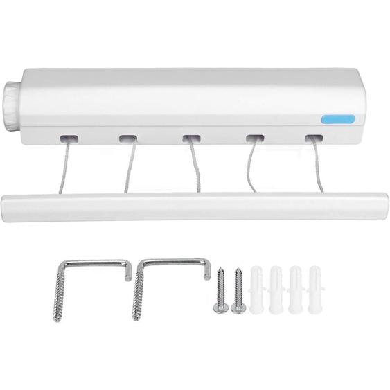 Coavas - Fil linge retractable,Etendoir Mural Extensible, étendage à linge mural, etendoir linge interieur mural , sechoir Linge Mural avec 5 Fils de