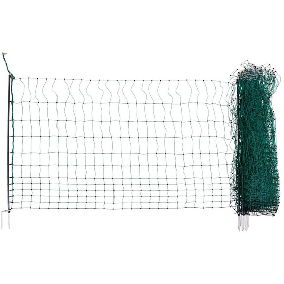 AKO Geflügelnetz Premium (grün, 25m Länge, 122 cm hoch, 9 Pfähle, Doppelspitze)
