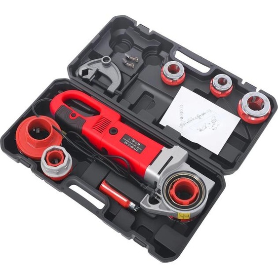 Filetage électrique pour tubes - Fileteuse pour tubes - 2300 W - 230 V 50 Hz - 6 têtes de coupe - 26 tr/min - Moteur en cuivre pur - Portable - Rouge