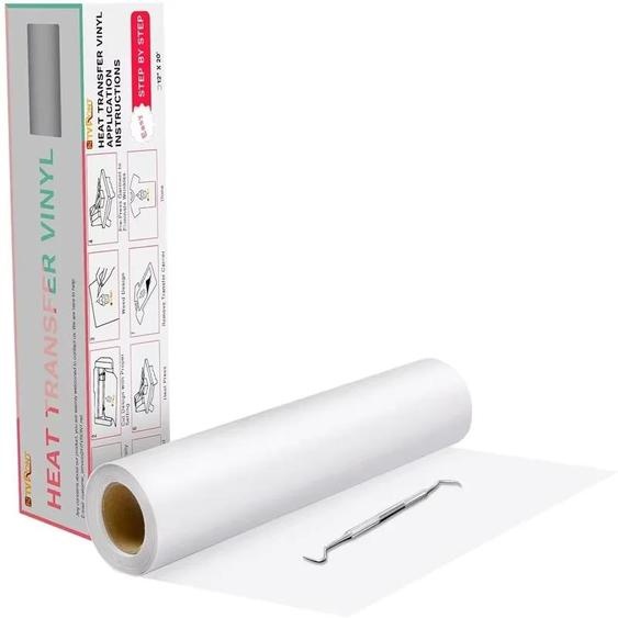 Film de transfert thermique - Film HTV pour textiles - 5 rouleaux de 6 mètres - Auto-adhésif - PET - Blanc - Largeur : 30 cm - Pour limpression sur t-shirts