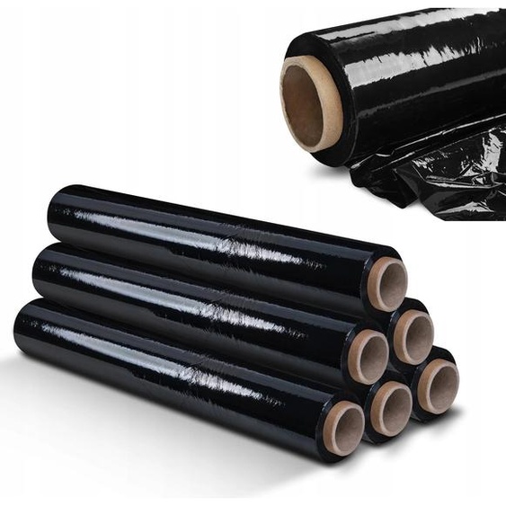 Film étirable - Film pour palettes - Rouleau de 2,5 kg - Extra fort XL - Lot de 6 - Noir