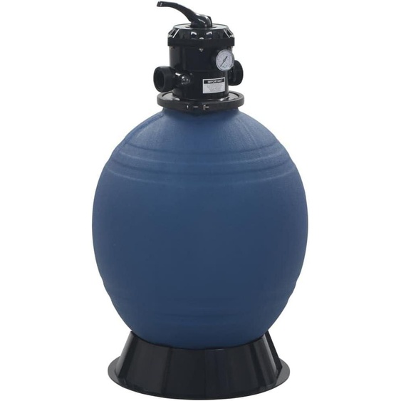 Filtre à sable pour piscine avec valve 6 voies et corps de filtre en PE, diamètre 560 mm, débit de 10 m³/h, compatible avec les pompes de piscine de 1 CV, et compatible avec les tuyaux de 32/38 mm