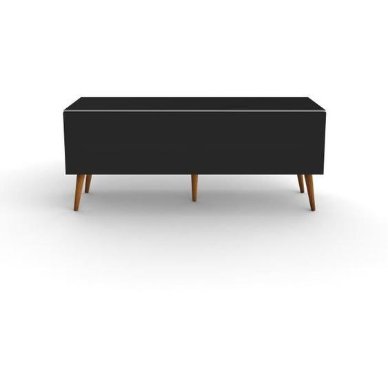 FINCHLEY - Meuble TV noir avec porte en tissu acoustique noire