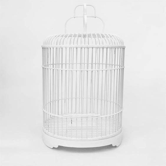 Fine Asianliving Cage à oiseaux suspendue avec crochet Décoration blanche D40xH60cm