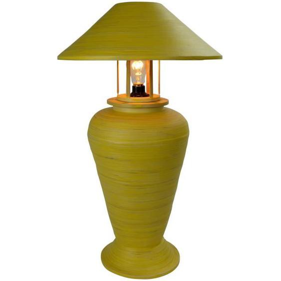 Fine Asianliving Lampe à Poser en Bambou Fait Main 40x40x65cm jaune