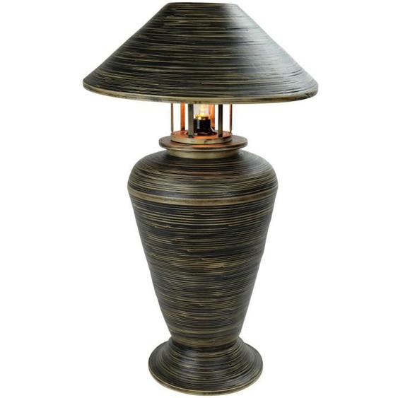 Fine Asianliving Lampe à Poser en Bambou Spirale Fait Main Noire 40x40x65cm