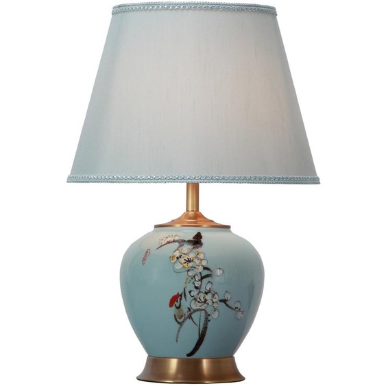 Fine Asianliving Lampe de table chinoise en porcelaine avec abat-jour E27 Lampe de table orientale en céramique Lampes de chevet Chambre à coucher Salon