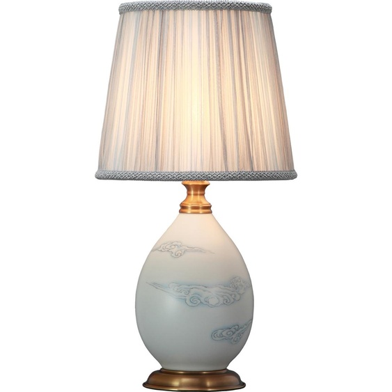 Fine Asianliving Lampe de table chinoise en porcelaine avec abat-jour E27 Lampe de table orientale en céramique Lampes de chevet Chambre à coucher Salon