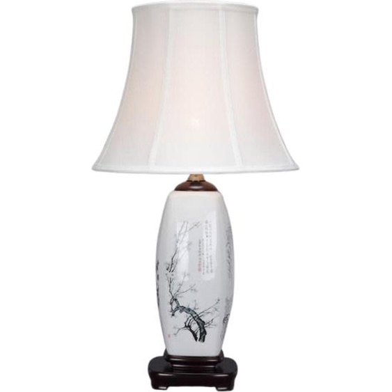 Fine Asianliving Lampe de table chinoise en porcelaine avec abat-jour E27 Lampe de table orientale en céramique Lampes de chevet Chambre à coucher Salon