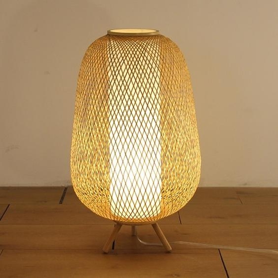 Fine Asianliving Lampe en Bambou fait main - Isha D38xH60cm