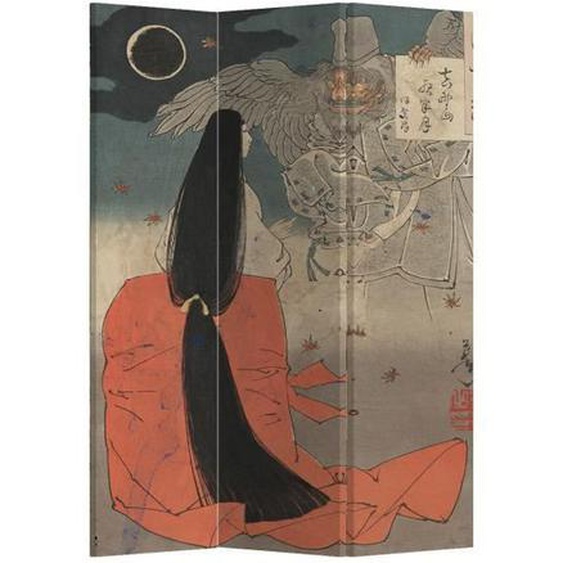 Fine Asianliving Paravent Cloison Amovible Séparateur de Pièce 3 Panneaux Japense Myth L 120 x H 180 cm