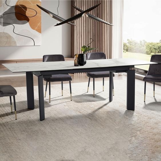 FineBuy Table de salle à manger moderne extensible 180-240 cm - Plateau de table en verre céramique - Table de salle à manger avec châssis métallique stable - Table de cuisine extensible
