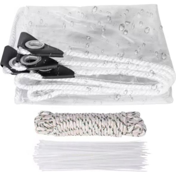 Fioren Bâche PVC Transparente - Imperméable - Avec illets - Résistant aux Intempéries - Rideau en Vinyle pour Meubles de Jardin, Véranda & Extérieur - 300x600 cm