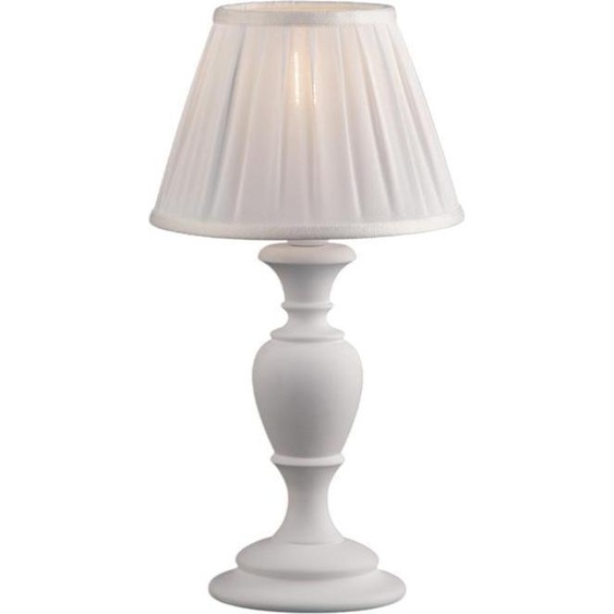 Fiorenza Lampe De Table Shabby En Bois Blanc 1 Lumière Avec Abat-Jour Dm.20 H.43 D.20 Bl172-Lt-Bco
