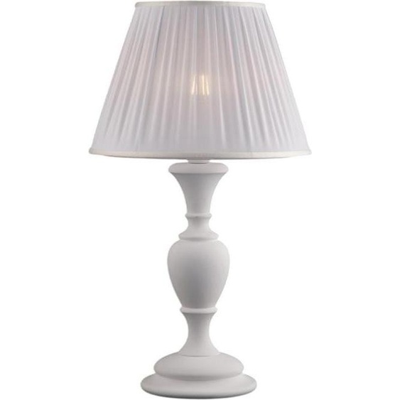 Fiorenza Lampe Shabby En Bois Blanc 1 Lumière Avec Abat-Jour Dm.35 H.62 D.35 Bl172-Lm-Bco