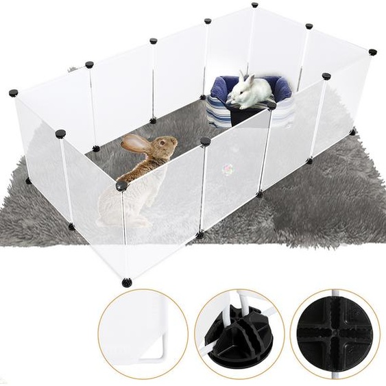 Fiqops Cage pour petits animaux Enclos libre Hamster Lapin Cochon dInde Parc transparent en plastique pour petits animaux