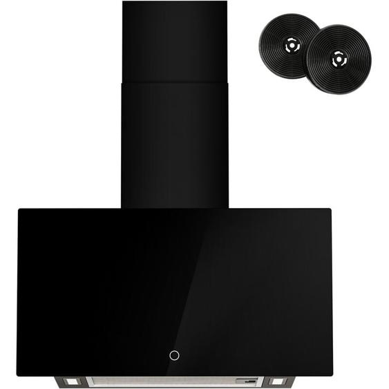 FIREGAS Hotte aspirante 60cm - 350m³/h - Classe A+++ - Recyclage & Evacuation - 3 vitesses - 2 Filtres à Charbon - Noir