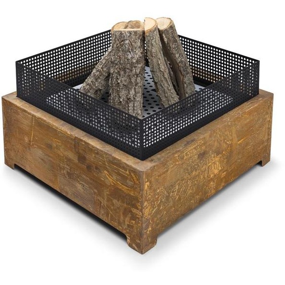 Fireplace Brasero Noir-Corten – Acier Corten thermolaqué 55×55×37 cm – Look rouille & design élégant – Prémonté – Résistant intempéries – 16 kg