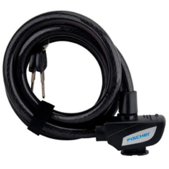 FISCHER Câble antivol pour vélo, longueur: 1.800 mm, noir