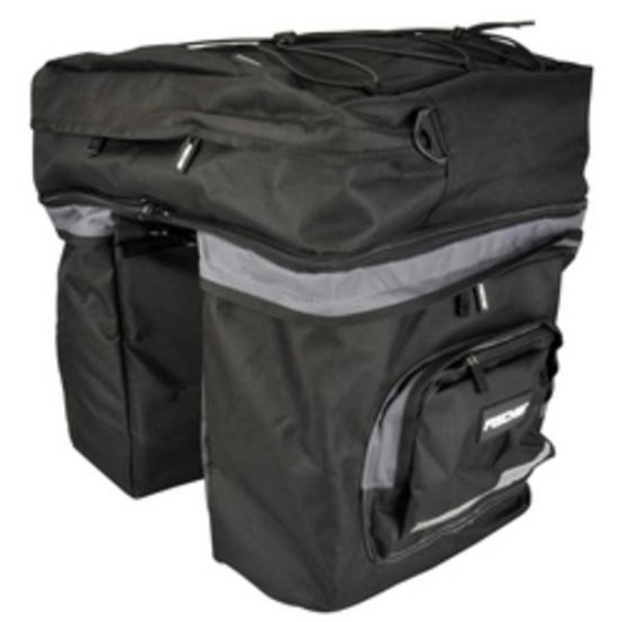 FISCHER Sacoche pour porte-bages de vélo, 3 sacs, noir