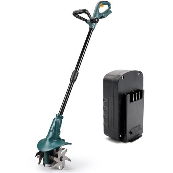 Motobineuse sans Fil avec Batterie Lithium 18V - Batterie et Chargeur Inclus - Largeur de Travail : 20 cm - Profondeur de Travail : 8 cm - 4 Fraises